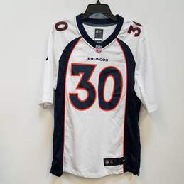 Mens White Denver Broncos Phillip Lindsay #30 Football-NFL Jersey Size S