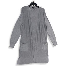 Womens Gray Knitted Long Sleeve Open Front Cardigan Sweater Size XL