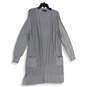 Womens Gray Knitted Long Sleeve Open Front Cardigan Sweater Size XL image number 1