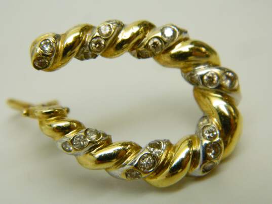 14K Yellow Gold 0.80 CTTW Diamond Single Omega Back Hoop Earring 5.9g image number 5