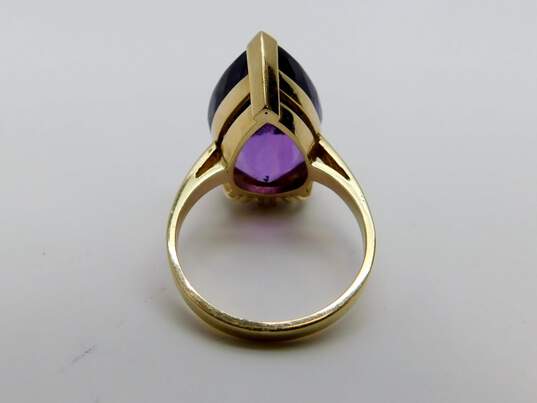 14K Yellow Gold 0.18 CTTW Diamond & Pear Cut Amethyst Ring 10.2g image number 3