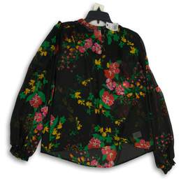 NWT Cabi Womens Black Floral Ruffle Balloon Sleeve Thespian Blouse Top Size M alternative image