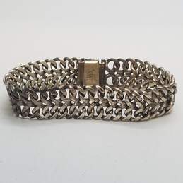 P-18 Mexico 925 Sterling Silver Weave Link 8inch Bracelet 44.5g