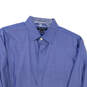 Mens Blue Striped Grant Fit Long Sleeve Collared Button Up Shirt Size M image number 3