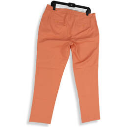 Womens Orange Flat Front Slash Pockets Straight Leg Dress Pants Size 12 alternative image