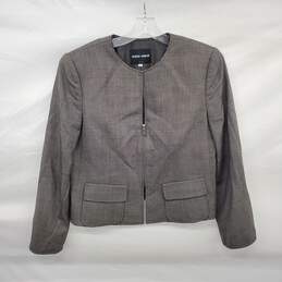 Authenticated Giorgio Armani Gray Wool Partial Zip Blazer Jacket Women's Size 44