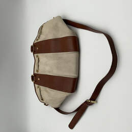 Womens Brown Beige Leather Trim Tassel Pockets Adjustable Strap Handbag alternative image