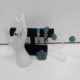 Bundle of Assorted Blue & Silver Tone Costume Jewelry