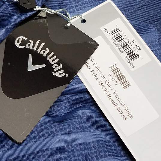 Callaway Striped Blue Golf Polo Shirt Size M NEW image number 4