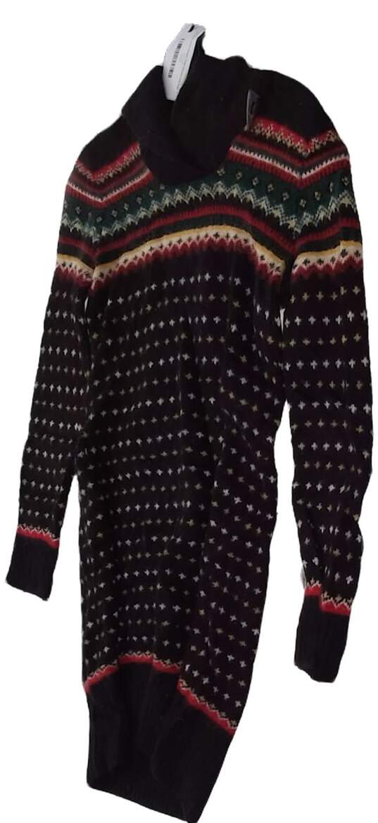 Womens Brown Fair Isle Long Sleeve Casual Sweater Dress Size Small image number 2