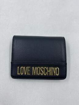 Authentic Love Moschino Black Logo Compact Wallet