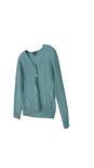Womens Blue Long Sleeve V Neck Casual Cardigan Sweater Size Small image number 2