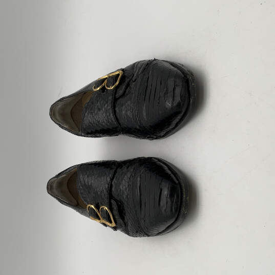 Mens Black Leather Almond Toe Slip-On Monk Strap Dress Shoes Size 8M image number 3