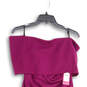 NWT Womens Purple Off The Shoulder Back Zip Knee Length Sheath Dress Size 4 image number 3