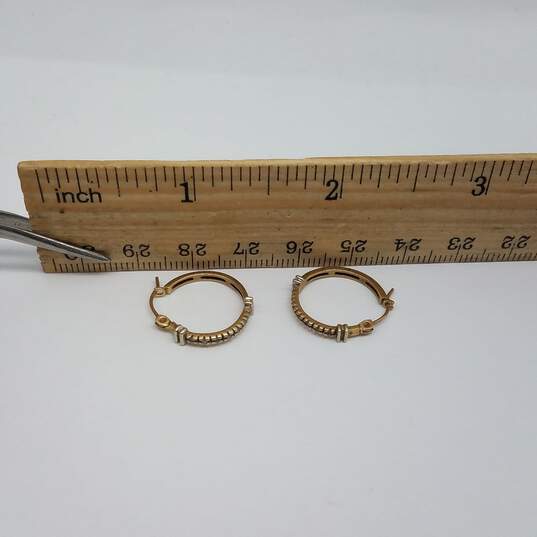 10k Gold Diamond Hoop Earring 1.8g image number 6