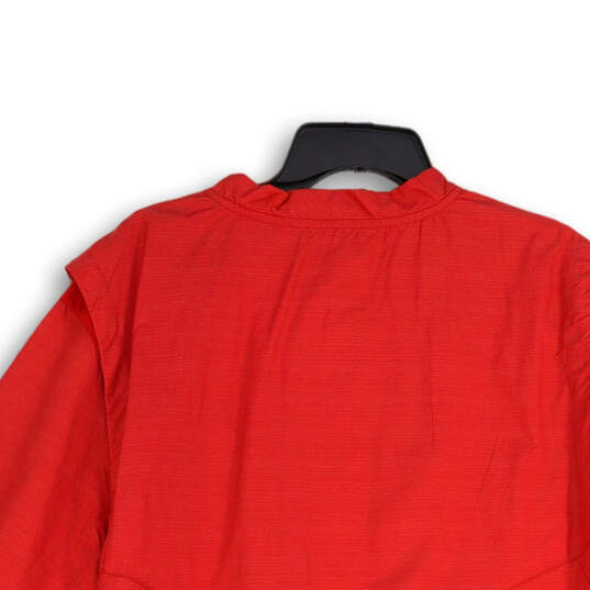 Mens Red Long Sleeve Zip Pocket Pullover Athletic T-Shirt Size 2XL image number 4