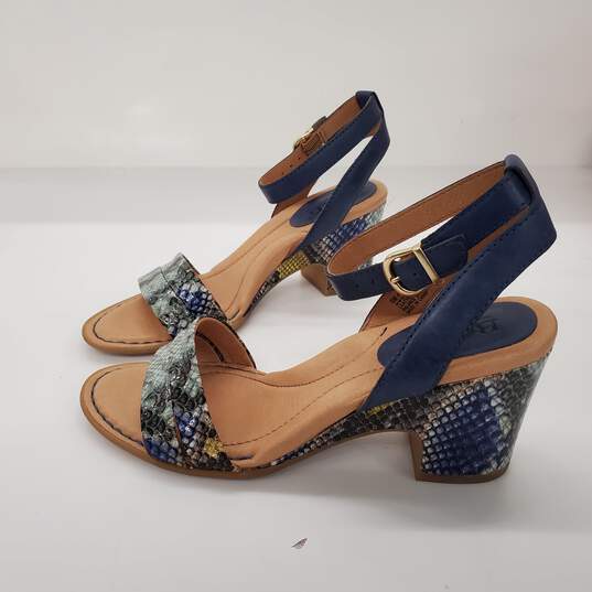 Born Women's Frilli Blue/Navy Snake Print Leather Low Heel Sandals Size 6 image number 2