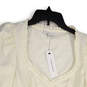NWT Womens White Long Sleeve Ruffle Neck Pullover Cropped Blouse Top Size 6 image number 3