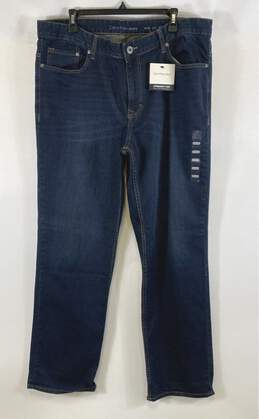 NWT Calvin Klein Mens Blue Dark Wash Coin Pockets Straight Leg Jeans Size 38