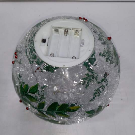 Kirkland's Crackle Glass Pre Lit Holly Orb image number 4