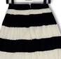 Womens White Black Striped Elastic Waist Pleated Back Zip A-Line Skirt Size 00P image number 3