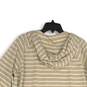 NWT Michael Kors Womens Beige White Striped Long Sleeve Pullover Hoodie Size L image number 4