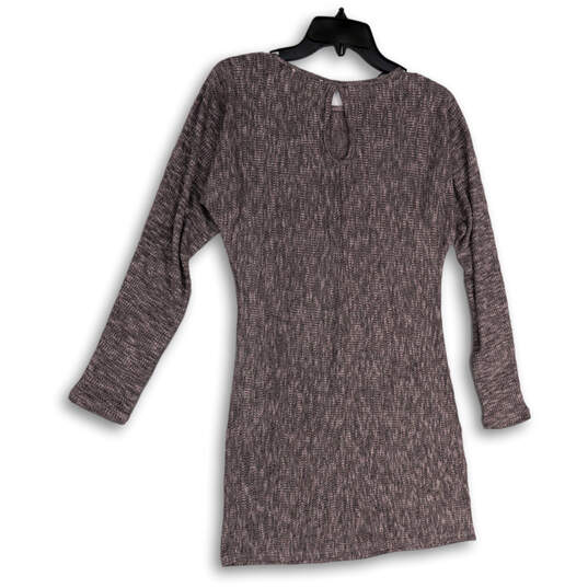NWT Womens Brown Knitted Heather Long Sleeve Sweater Dress Size XS image number 2