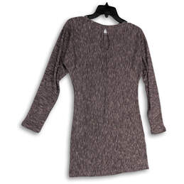 NWT Womens Brown Knitted Heather Long Sleeve Sweater Dress Size XS alternative image
