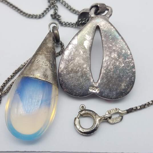 Sterling Silver Assorted Gemstone Pendant 18in Necklace Bundle 2 pcs 13.0g image number 4