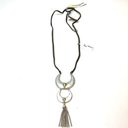 Designer Lucky Brand Two-Tone Black Cord Long Tassel Pendant Necklace alternative image