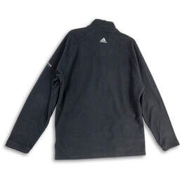 Mens Black Long Sleeve 1/4 Zip Mock Neck Pockets Pullover Sweatshirt Size L alternative image