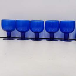 13pc. Assorted Mid-Century Blue Glass Drinkware Set alternative image