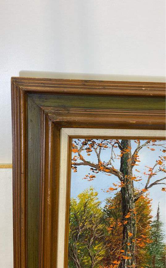 Original Landscape Amber Autumn on the Lake Oil on canvas by Marthy Cane Signed image number 3