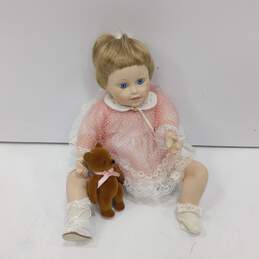 Ceramic Girl Doll in Pink Dress