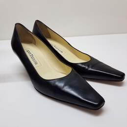 Ann Taylor Black Leather Pointed Toe Kitten Heels Size 8