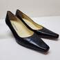 Ann Taylor Black Leather Pointed Toe Kitten Heels Size 8 image number 1