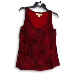 Womens Red Snake Print Sleeveless Scoop Neck Wide Strap Tank Top Size S