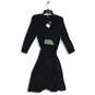 NWT Nicole Miller Womens Black Beaded V Neck Fit & Flare Dress Size Medium image number 1