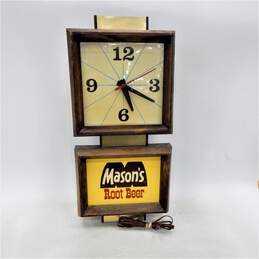 Vintage Mason's Root Beer Lighted Advertising Sign Wall Clock Parts & Repair