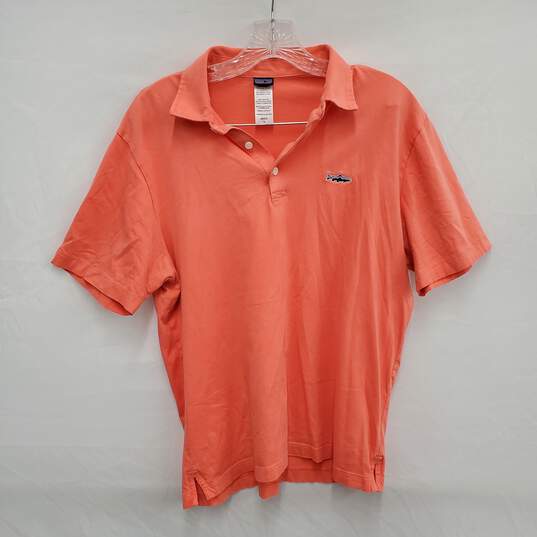 Patagonia MN's 100% Organic Cotton Peach Short Sleeve Polo  Size S image number 1