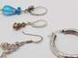 Artisan 925 Sterling Silver Variety Hoop & Drop Earrings & Amethyst & Scrolled Rings 28.6g image number 3