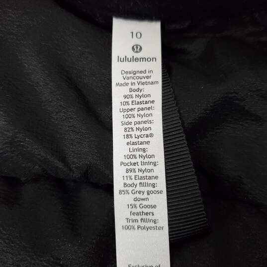 Lululemon Athletica WM's Black Down Puffer Vest Size 10 image number 3