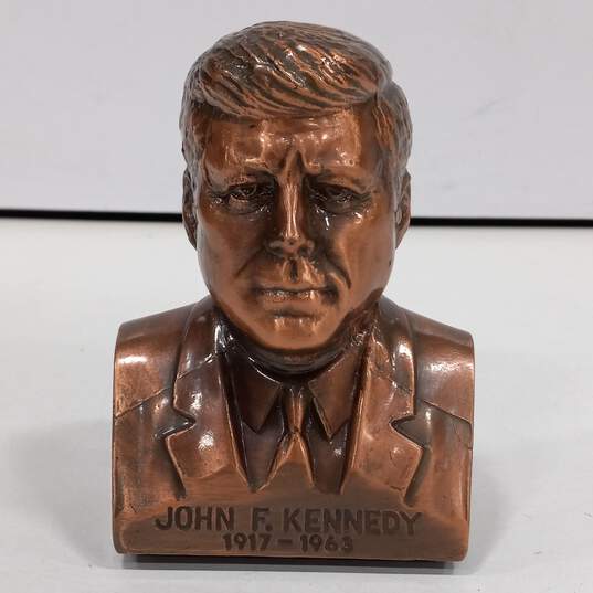 Vintage John F. Kennedy Copper Head Piggy Bank-No Key image number 1