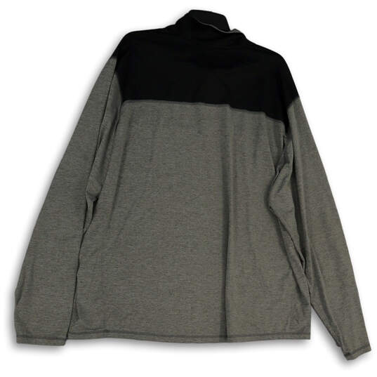 Mens Gray 1/4 Zip Mock Neck Long Sleeve Pullover Activewear Top Size XXL image number 2