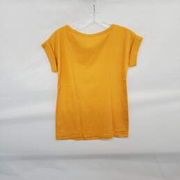 Loo & Boo Vintage Yellow Cotton Blend Fold Sleeve Top WM Size S alternative image
