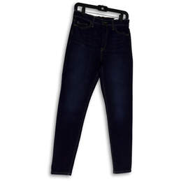 Womens Blue Dark Wash Pockets Stretch Denim Skinny Leg Jeans Size 28/6