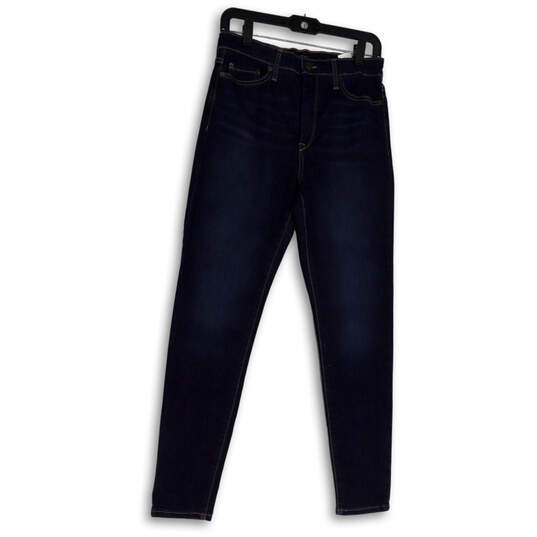 Womens Blue Dark Wash Pockets Stretch Denim Skinny Leg Jeans Size 28/6 image number 1
