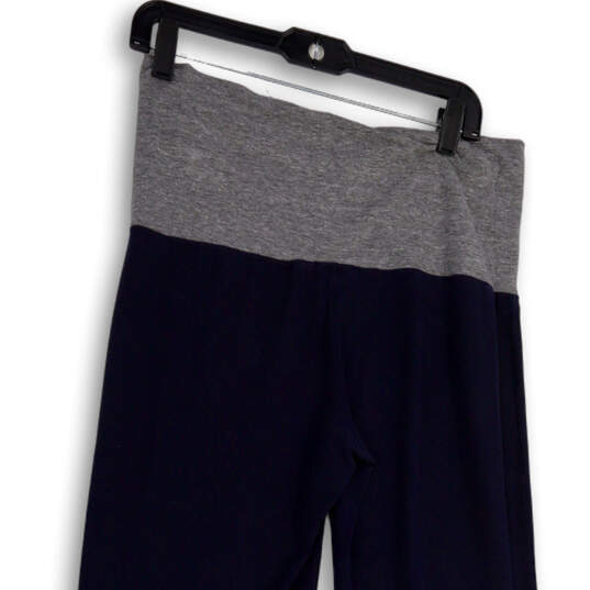 Womens Blue Flat Front Elastic Waist Straight Leg Yoga Pants Size Medium image number 3
