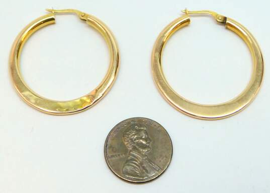 Milor 14K Gold Tapered Flat Tube Hoop Earrings 3.1g image number 5