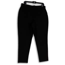 Womens Black Elastic Waist Pockets Stretch Pull-On Cropped Pants Size 1X